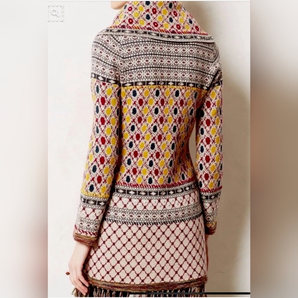 ANGEL OF THE NORTH ANTHROPOLOGIE Longline Beaded Lambswool Sweater Cardigan M - Picture 3 of 8